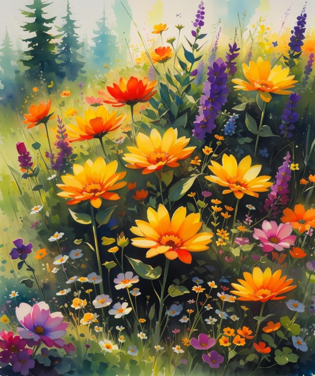 Paint by Numbers Kit for Adults Beginner, DIY Acrylic Painting Art on Canvas (12x16 Inch, Framed, Wild Flowers)